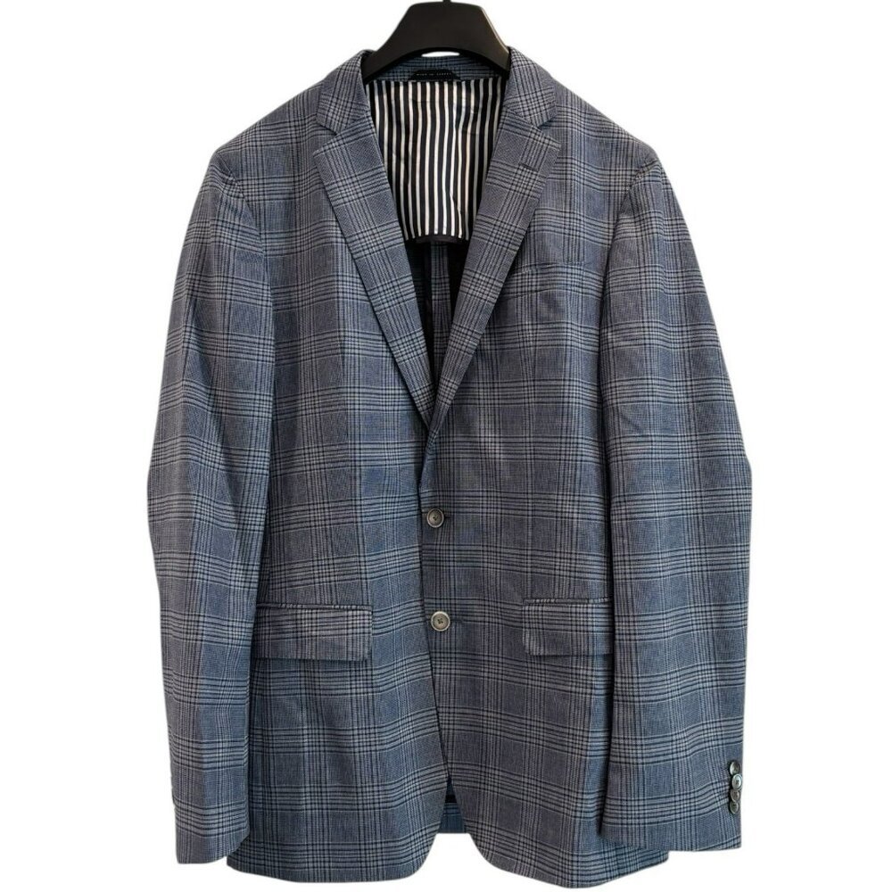 Hugo Boss Blue Plaid Wool Blazer –‎ Men’s 40L | Preppy Academia Sport Coat